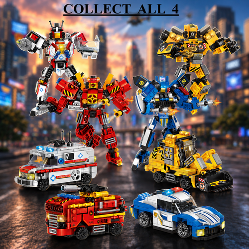 Fire Bot | 2-in-1 Transform Force | Fire Truck to Robot Transformation Toy | Dual Mode Build & Play Set | Transforming Brick Robot Set India