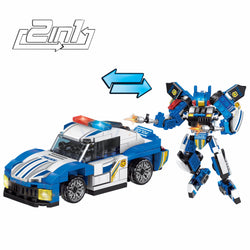Police Bot 2-in-1 Transform Brick Set - transforming brick robot set india by Toymersive