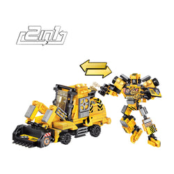 Construction Bot 2-in-1 Transform Brick Set - transforming brick robot set india by Toymersive