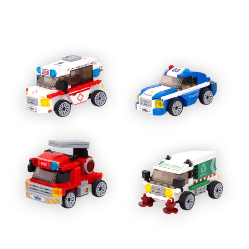 City Force 4-Car Pull & Go Set - pull back vehicle toy set online by Toymersive