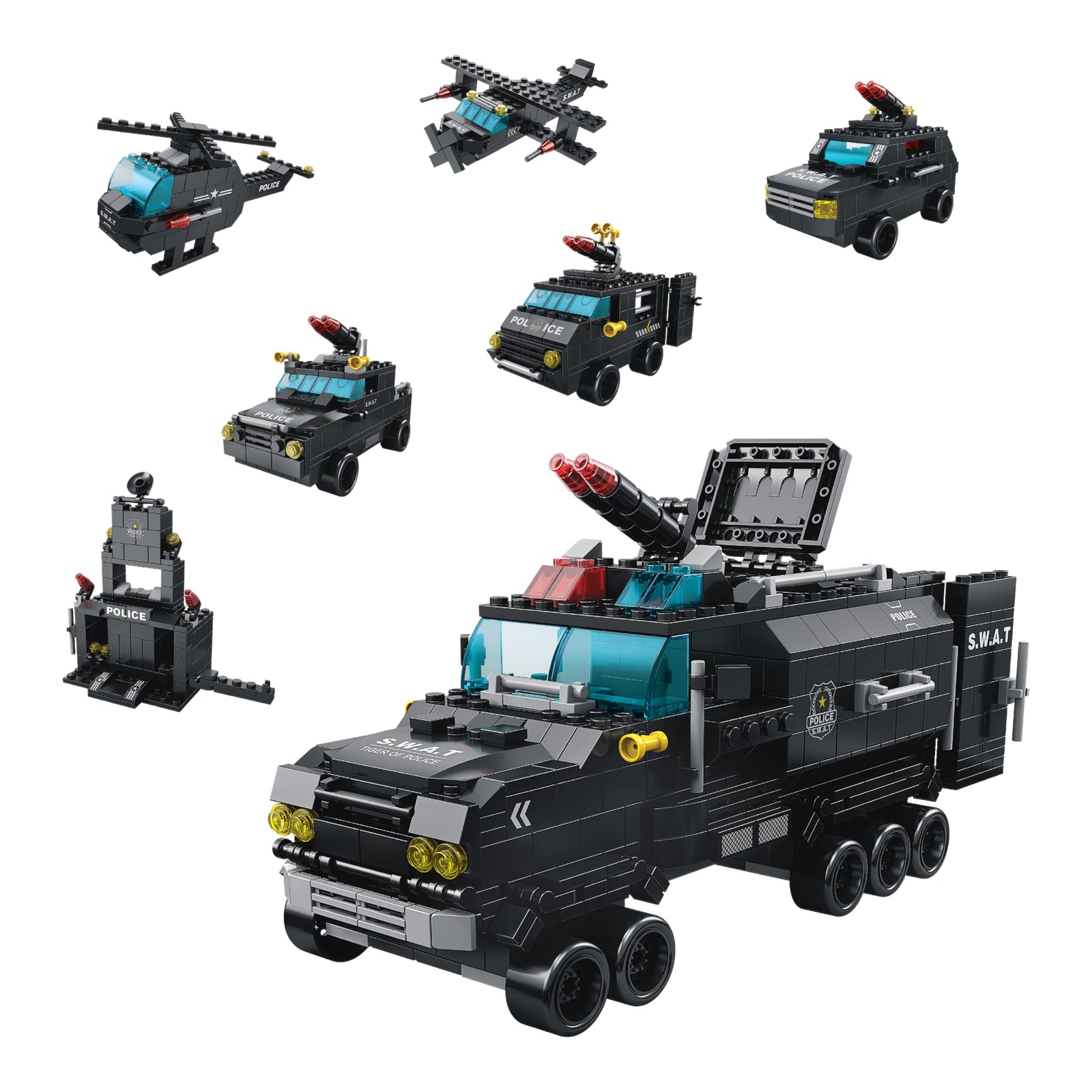 Police Power 6-in-1 Mega Brick Set - 6 in 1 brick building set online by Toymersive