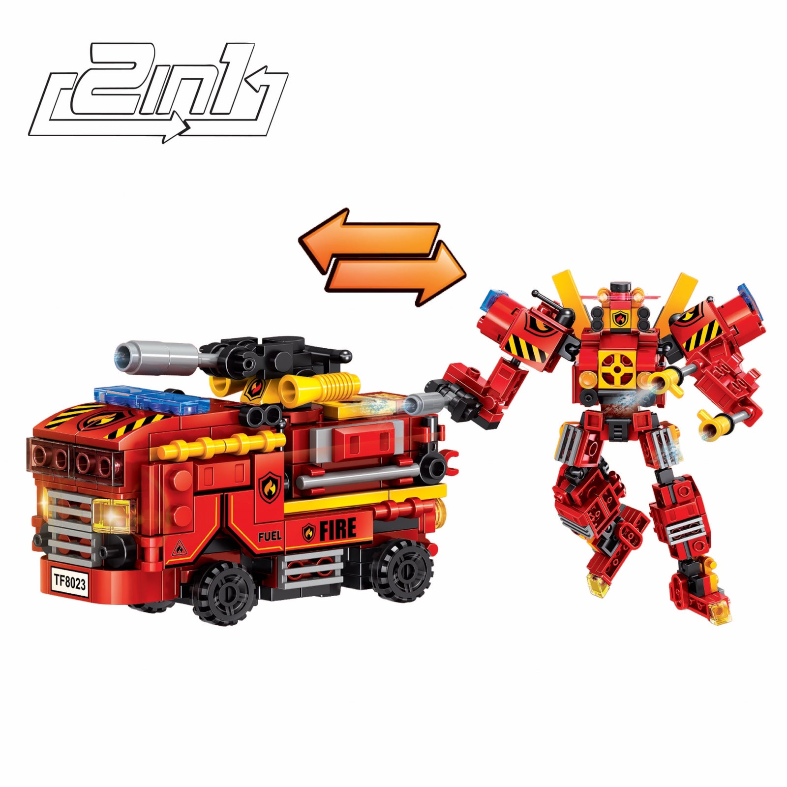 Fire Bot 2-in-1 Transform Brick Set - transforming brick robot set india by Toymersive