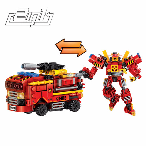 Fire Bot 2-in-1 Transform Brick Set - transforming brick robot set india by Toymersive