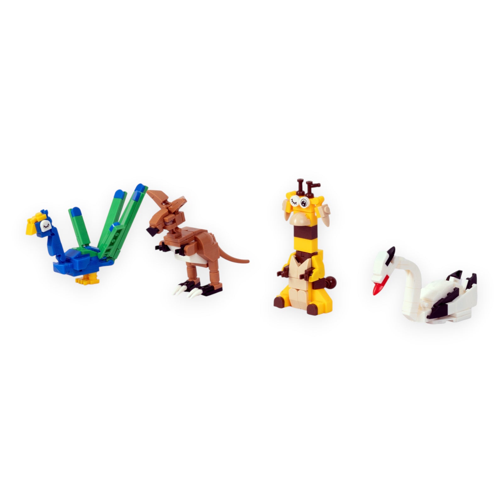 Animal World Set 2: Peacock, Swan & Giraffe - animal figurine collectible by Toymersive