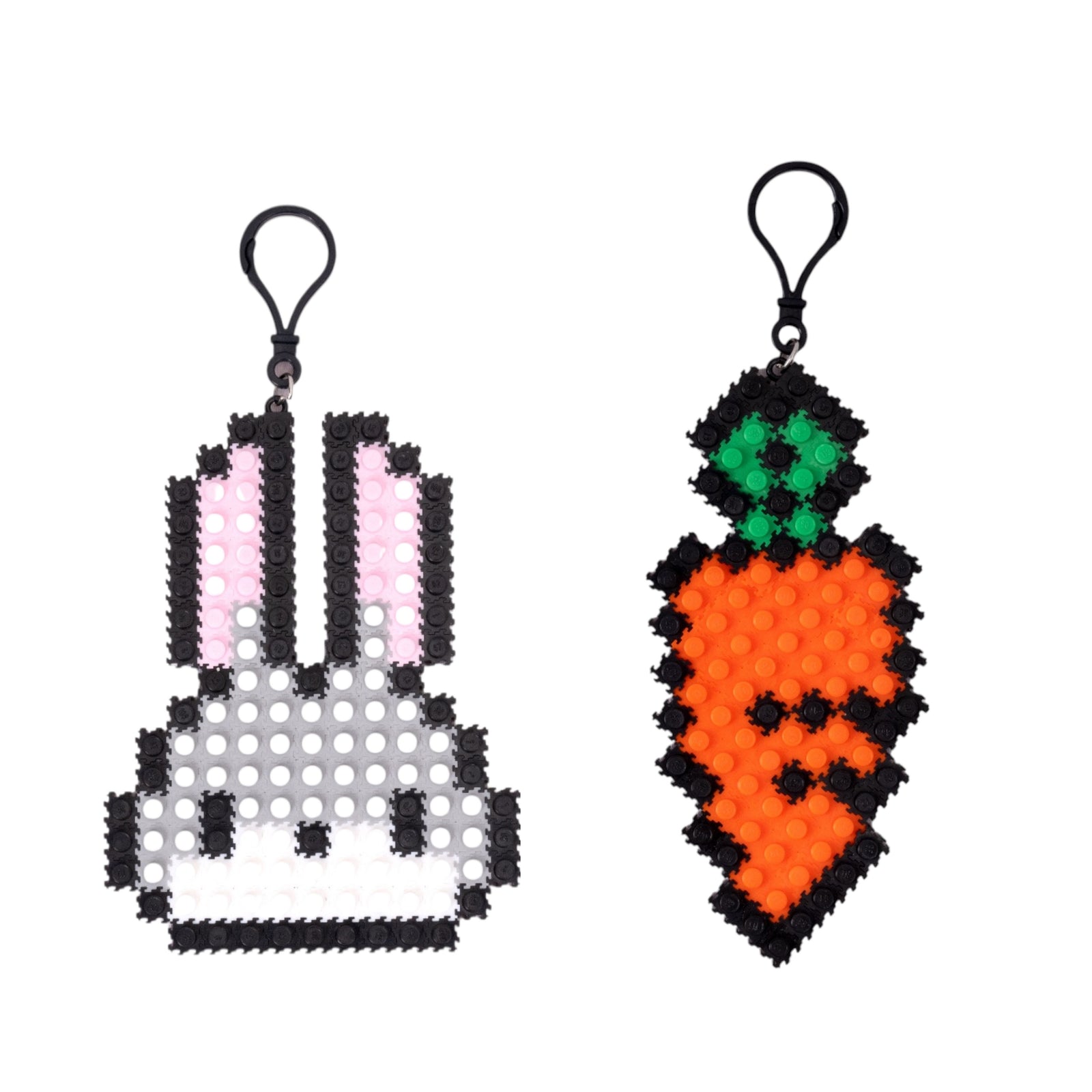 Rabbit & Carrot Brick Charm Duo - mini animal charm gift by Toymersive