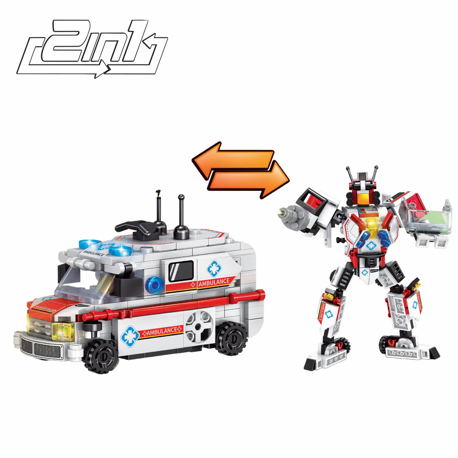 Medical Bot 2-in-1 Transform Brick Set - transforming brick robot set india by Toymersive