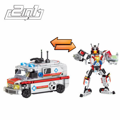 Medical Bot 2-in-1 Transform Brick Set - transforming brick robot set india by Toymersive