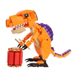 Dino Beats Drummer Brick Figure - dinosaur brick figure collectible by Toymersive