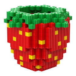 Strawberry | InBrix™ Organizer Series | Strawberry-Shaped Desk Organizer | Interlocking Bricks 3D Figure | Creative Stationery Holder & Storage Organizer | Functional Display Piece for Desk, Study Table, Home & Workspace | Brick Desk Organizer India