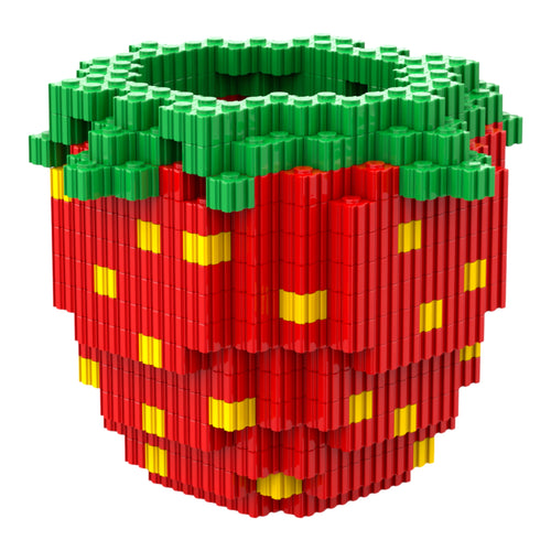 Strawberry | InBrix™ Organizer Series | Strawberry-Shaped Desk Organizer | Interlocking Bricks 3D Figure | Creative Stationery Holder & Storage Organizer | Functional Display Piece for Desk, Study Table, Home & Workspace | Brick Desk Organizer India