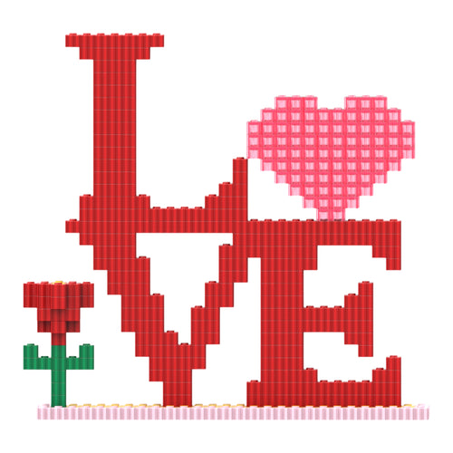 Love | InBrix™ Décor Series | Love Typography Décor | Interlocking Bricks 3D Figure Décor Model | Creative Display Build | Gift Showpiece