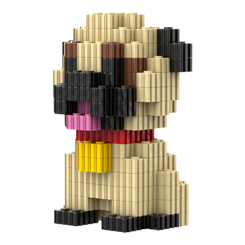 Pug | InBrix™ Pet Series | Interlocking Bricks 3D Figure Building Set | Pet Model Kit | Creative Hobby & Desk Decor | Dog Figurine Gift