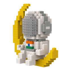 Astronaut with Indian Flag on Crescent Moon | InBrix™ Astronaut Series | Interlocking Brick 3D Figure | Display Model Building Set | Astronaut Collectible Figure