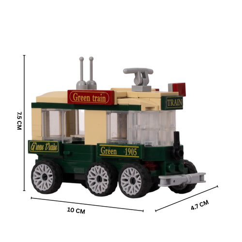 Green Train | Heritage Wheels | Pull & Go | Building Block Vehicle | Pullback Action Vehicle | Pull Back Car Toy