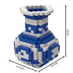 Vase | InBrix™ Décor Series | Blue Pottery Vase | Vase-Shaped Desk Décor | Interlocking Bricks 3D Figure Décor Model | DIY Brick Building Model | Decorative Display Piece for Desk, Study Table, Home & Workspace | Showpiece For Home Decor