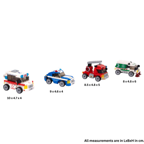 City Force | Pull & Go | Rescue Vehicle | Building Block Car Set | Set of 4 Cars | Pullback Action Vehicles | Pull Back Vehicle Toy Set Online
