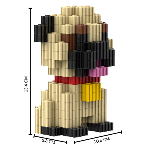 Pug | InBrix™ Pet Series | Interlocking Bricks 3D Figure Building Set | Pet Model Kit | Creative Hobby & Desk Decor | Dog Figurine Gift