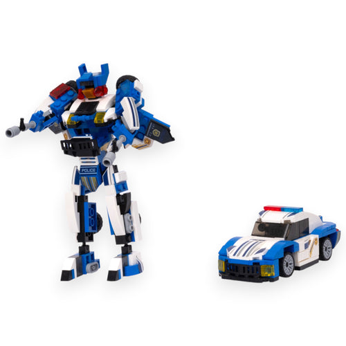 Police Bot 2-in-1 Transform Brick Set - transforming brick robot set india by Toymersive