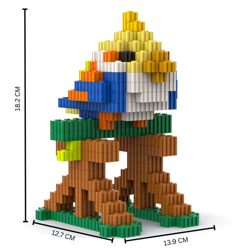 Bird | InBrix™ Jungle Series | Multi-Coloured Bird on a Branch | Premium Interlocking Bricks | 3D Bird Figure Building Set | Bird Display Model | Decorative Bird Figure | Bird Figurine Collectible