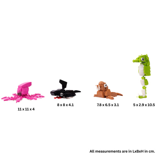 Ocean World Sea Creatures Brick Set - animal figurine collectible by Toymersive