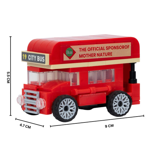 Red Double Bus | Heritage Wheels | Pull & Go | Building Block Vehicle | Pullback Action Vehicle | Pull Back Car Toy