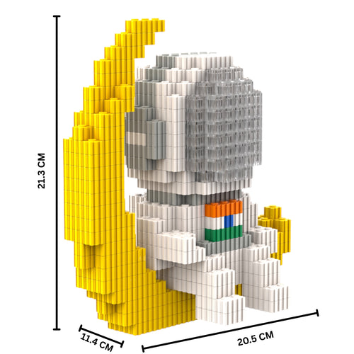 Astronaut with Indian Flag on Crescent Moon | InBrix™ Astronaut Series | Interlocking Brick 3D Figure | Display Model Building Set | Astronaut Collectible Figure