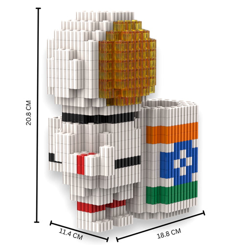 Organizer Mug with Indian Flag | InBrix™ Astronaut Series Organizer | Interlocking Brick 3D Figure| Display Model Building Set | Astronaut Collectible Figure
