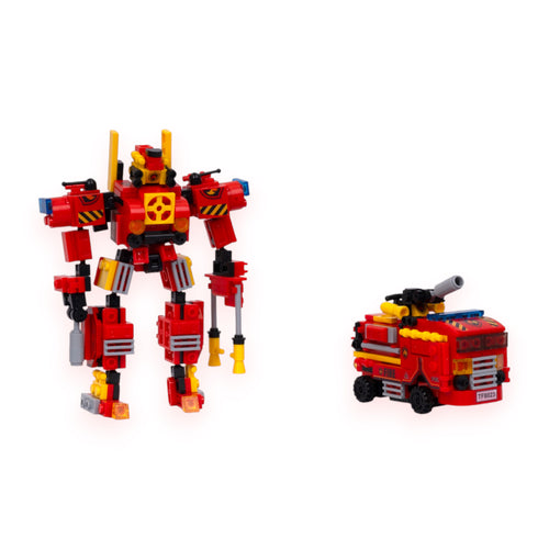 Fire Bot 2-in-1 Transform Brick Set - transforming brick robot set india by Toymersive