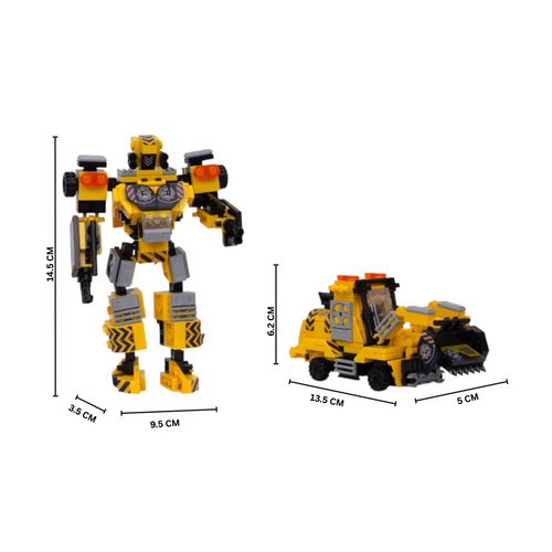 Construction Bot 2-in-1 Transform Brick Set - transforming brick robot set india by Toymersive