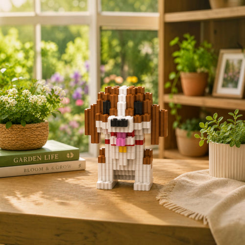 Beagle | InBrix™ Pet Series | Interlocking Bricks 3D Figure Building Set | Pet Model Kit | Creative Hobby & Desk Decor | Dog Figurine Gift