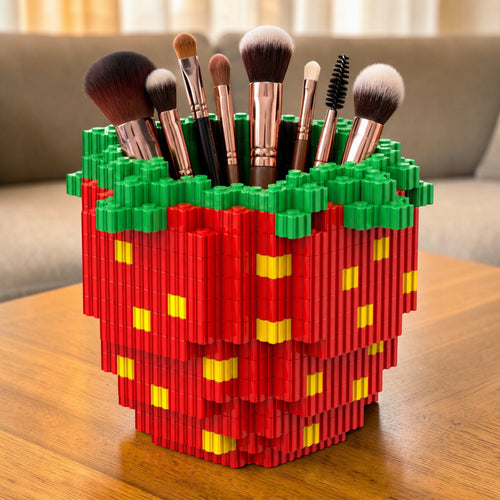 Strawberry | InBrix™ Organizer Series | Strawberry-Shaped Desk Organizer | Interlocking Bricks 3D Figure | Creative Stationery Holder & Storage Organizer | Functional Display Piece for Desk, Study Table, Home & Workspace | Brick Desk Organizer India