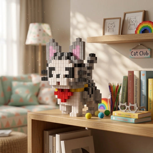 Cat | InBrix™ Pet Series | Interlocking Bricks 3D Figure Building Set | Pet Model Kit | Creative Hobby & Desk Decor | Animal Figurine Collectible