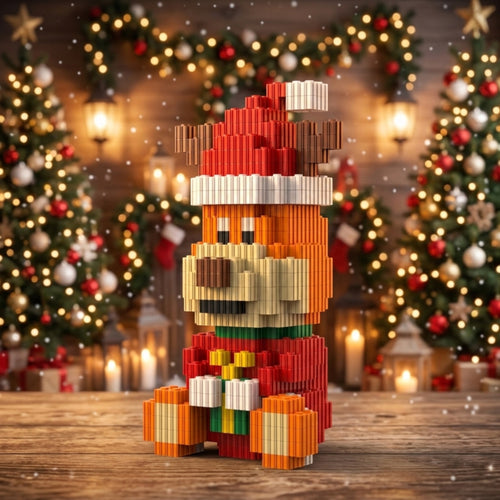Christmas Reindeer | InBrix™ Décor Series | Interlocking Brick 3D Figure Décor Model | Festive Holiday Decoration | Christmas Collectible Display Build | Reindeer in Festive Outfit | Seasonal Decor Series | Gift Showpiece