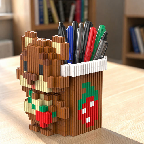 Bear | InBrix™ Organizer Series | Bear-Shaped Desk Organizer | Interlocking Bricks 3D Figure | Creative Stationery Holder & Storage Organizer | Decorative Display Piece for Desk, Study Table, Home & Workspace | Brick Figure Desk Organizer India