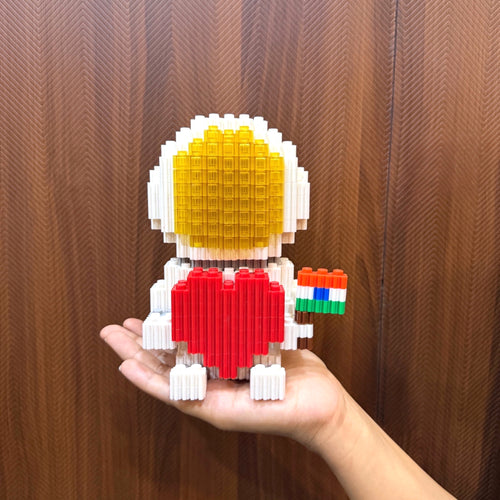 Astronaut with Indian Flag & Heart Design | InBrix™ Astronaut Series | Interlocking Brick 3D Figure | Display Model Building Set | Astronaut Collectible Figure