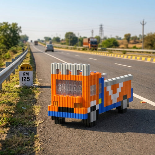 Truck | InBrix™ India Series | 3D Interlocking Brick Figure | Traditional Indian Transport Truck with Folk Art Inspired Design | Cultural Heritage Construction Set | Brick Figurine For Office Desk