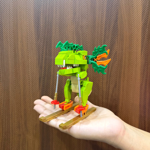 Dino Slide Playset Brick Figure - dinosaur brick figure collectible by Toymersive