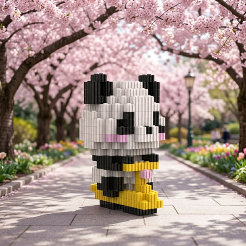 Panda | InBrix™ Jungle Series | Panda Riding a Scooter | Cute Panda Figure | Premium Interlocking Bricks | 3D Figure Building Set | Display Model | Panda Brick Figure Buy Online