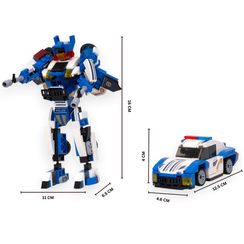 Police Bot 2-in-1 Transform Brick Set - transforming brick robot set india by Toymersive