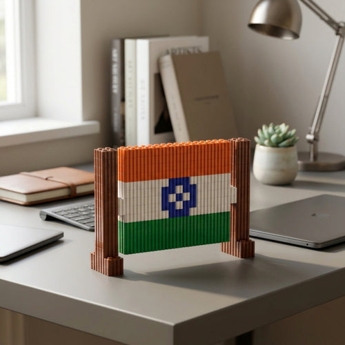 Flag | InBrix™ India Series | India Flag | 3D Interlocking Brick Figure Model Kit | Collectible Display Build | Patriotic Desk & Shelf Display | Indian Flag Collectible Figure