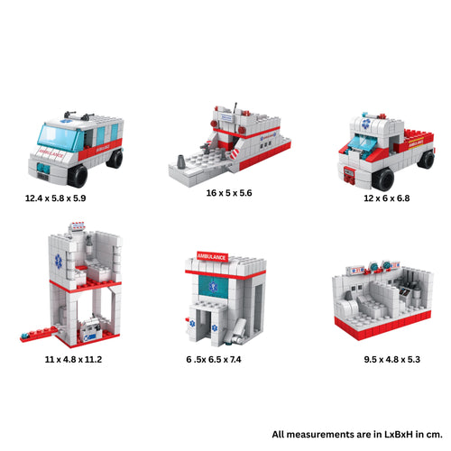 Med Rescue 6-in-1 Mega Brick Set - 6 in 1 brick building set online by Toymersive