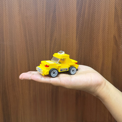 Yellow Taxi | Heritage Wheels | Pull & Go | Building Block Vehicle | Pullback Action Car | Pull Back Car Toy