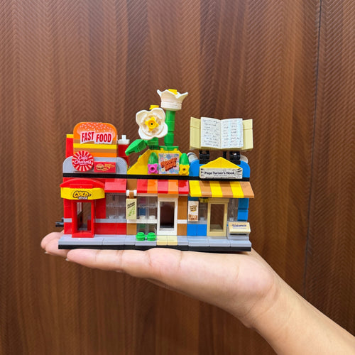 The Hub Set 3 Brix Street Shops - mini city brick set buy online by Toymersive