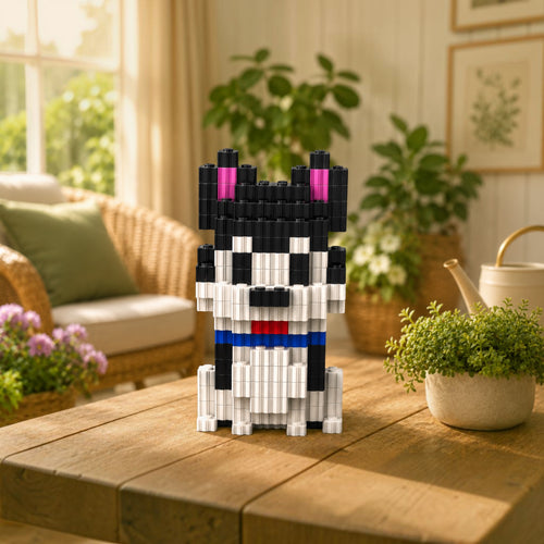 Husky | InBrix™ Pet Series | Interlocking Bricks 3D Figure Building Set | Pet Model Kit | Creative Hobby & Desk Decor | Husky Brick Collectible Figure