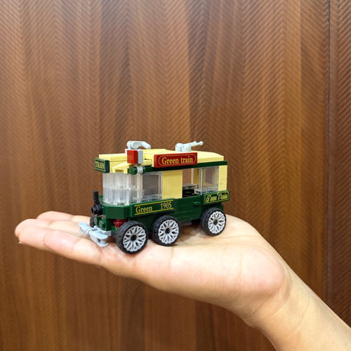 Green Train | Heritage Wheels | Pull & Go | Building Block Vehicle | Pullback Action Vehicle | Pull Back Car Toy