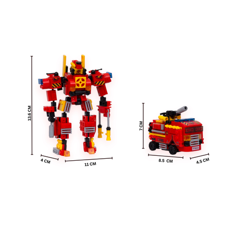 Fire Bot 2-in-1 Transform Brick Set - transforming brick robot set india by Toymersive