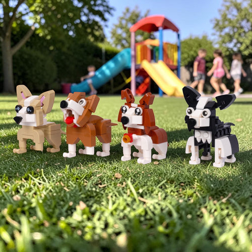 Puppy World Set 1: Dog brick figure gift by Toymersive