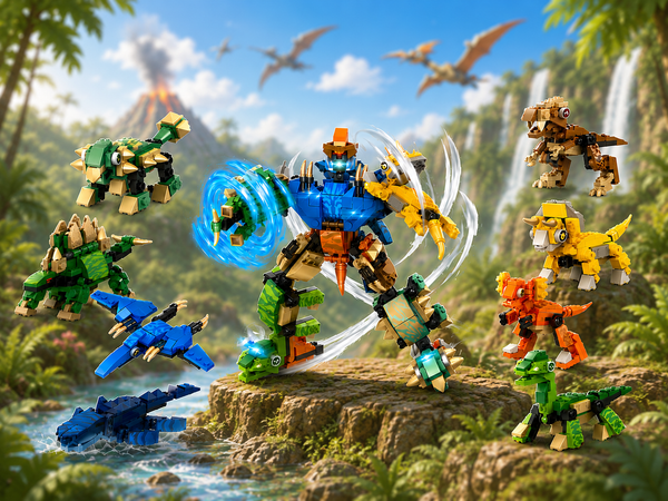 8-in-1 Dino Builder Brick Set - dinosaur brick figure collectible by Toymersive
