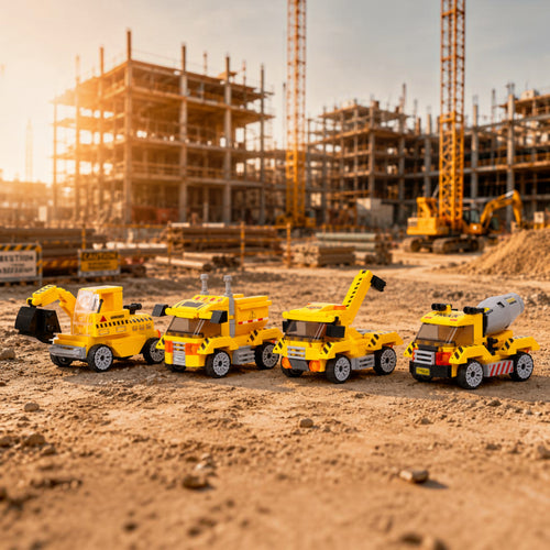 Build Force | Pull & Go | Construction Vehicles | Building Block Car Set | Set of 4 Cars | Pullback Action Cars | Pull Back Vehicle Toy Set Online