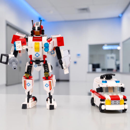 Medical Bot 2-in-1 Transform Brick Set - transforming brick robot set india by Toymersive